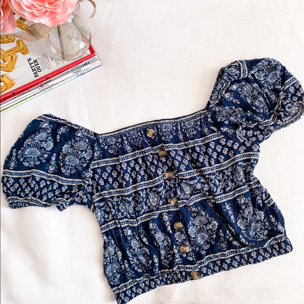 AMERICAN EAGLE Crop Top Navy Blue